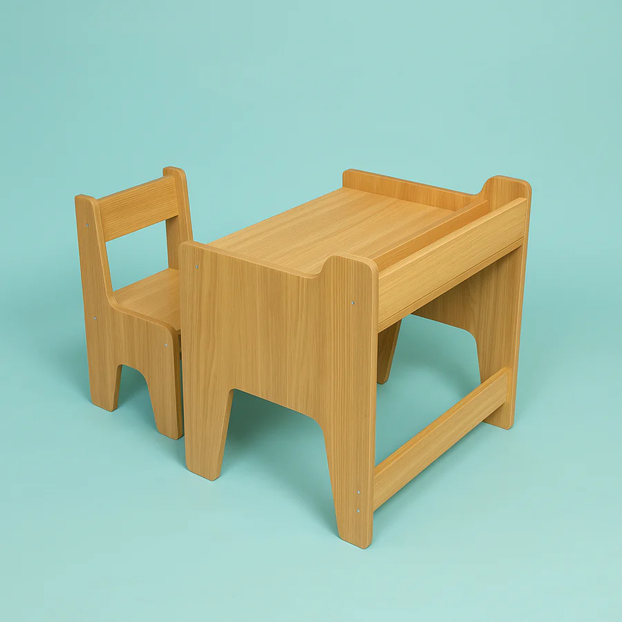 Premium Birch Wood Study Table Chair Set for Kids – Ergonomic Learning  Desk for Home, School Play Areas