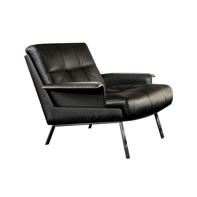 Black Genuine Leather Lounge Chair