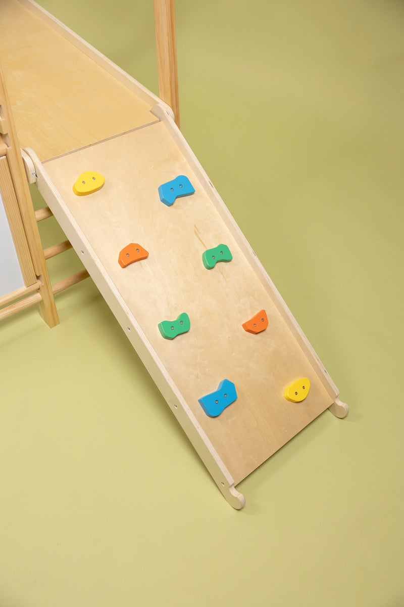 Wooden Indoor Climbing Gym & Swing-Slide Playset