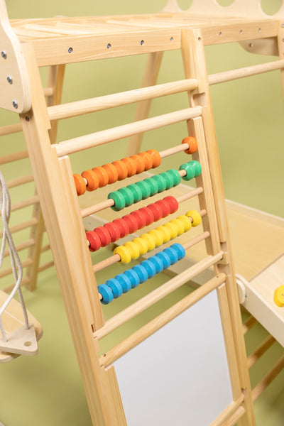 Wooden Indoor Climbing Gym & Swing-Slide Playset