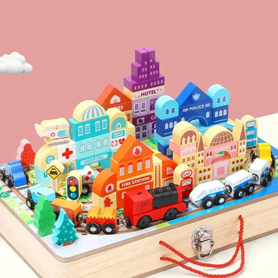 TRAIN TRACK MONTESSORI WOODEN BLOCKS