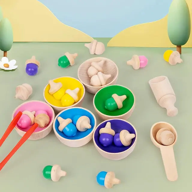 WOODEN ACORN SORTING & COUNTING TOY