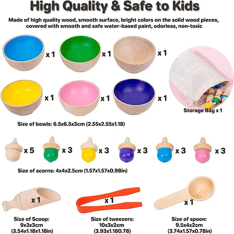 WOODEN ACORN SORTING & COUNTING TOY