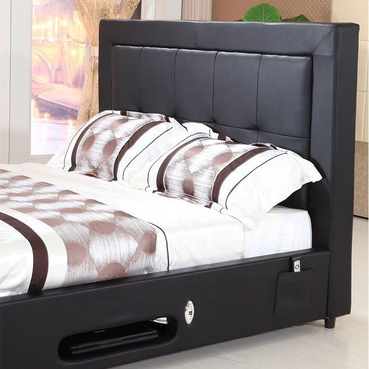 Luxury Genuine Leather Bed with TV lift