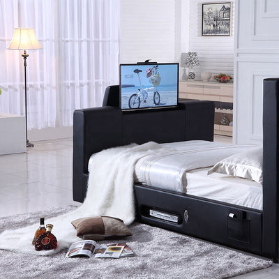 Luxury Genuine Leather Bed with TV lift