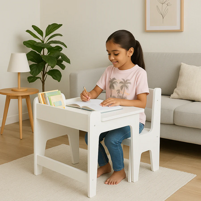 Premium Birch Wood Study Table & Chair Set for Kids – Ergonomic Learning Desk for Home, School & Play Areas