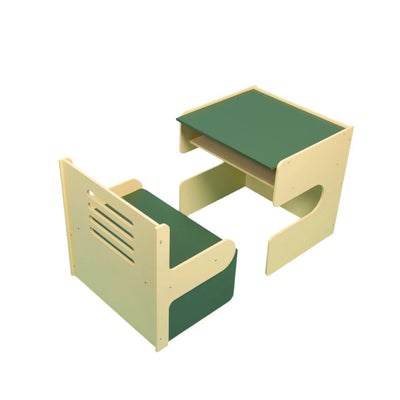 Foldable Wooden Study Table & Chair Set for Kids | Compact Montessori Desk