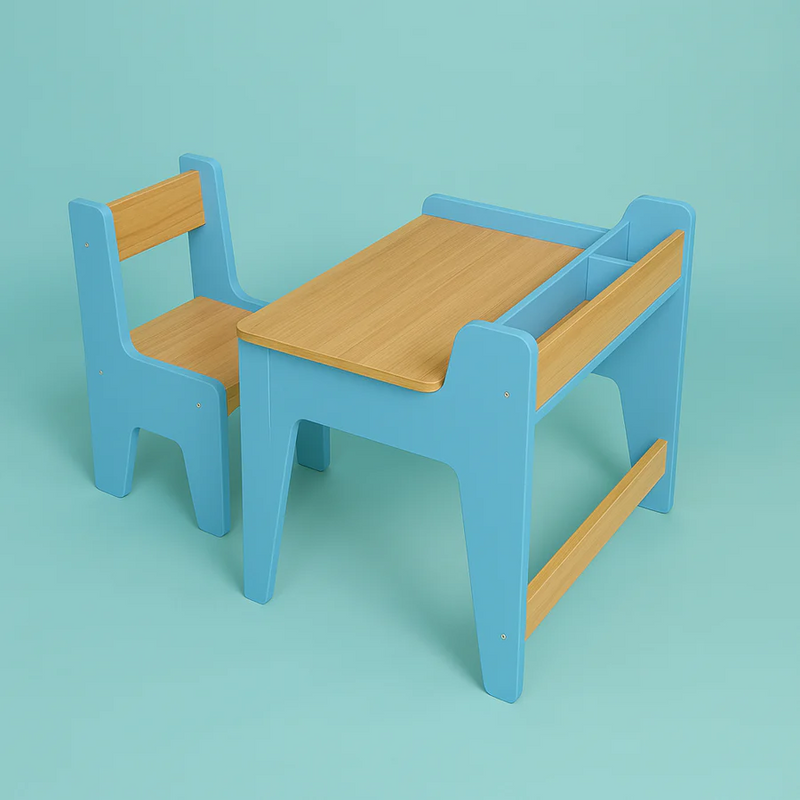 Premium Birch Wood Study Table & Chair Set for Kids – Ergonomic Learning Desk for Home, School & Play Areas
