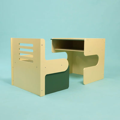 Foldable Wooden Study Table & Chair Set for Kids | Compact Montessori Desk