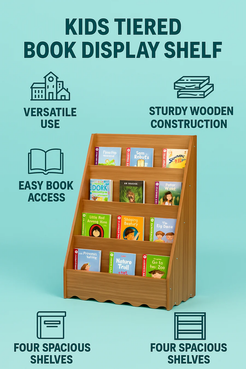 Montessori Birchply Wooden Display Bookshelf for Kids – Open Front Book Storage Rack