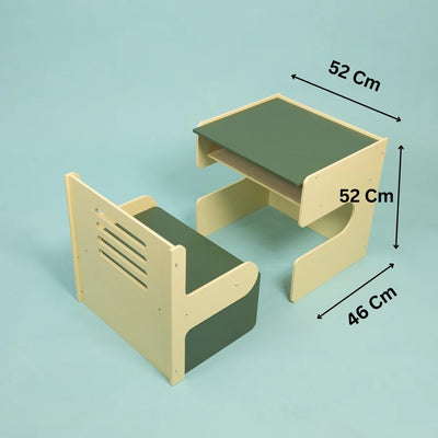 Foldable Wooden Study Table & Chair Set for Kids | Compact Montessori Desk