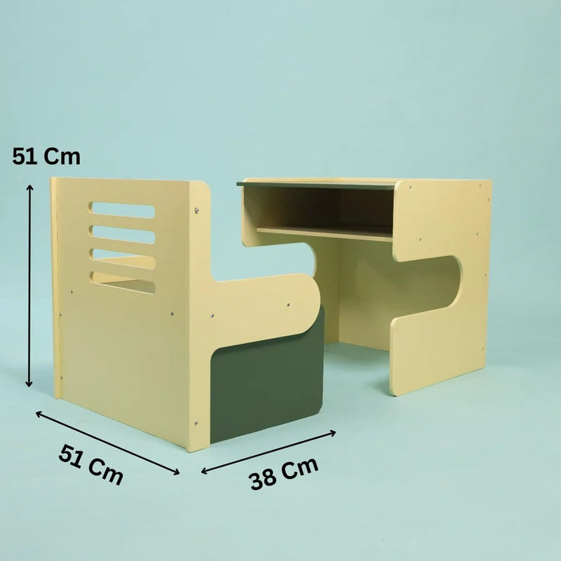 Foldable Wooden Study Table & Chair Set for Kids | Compact Montessori Desk