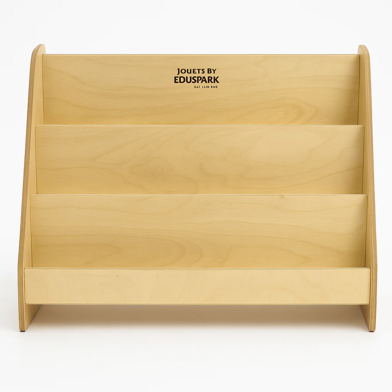 Compact Wooden Kids Bookshelf – Montessori Display Rack for Toddlers