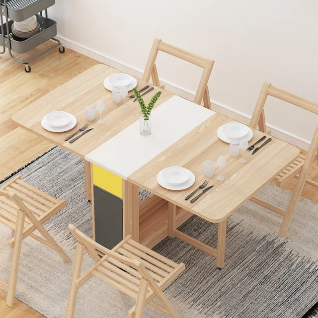 Folding Dining Table with Chairs for Small Spaces – Seater Wooden Space  Saver