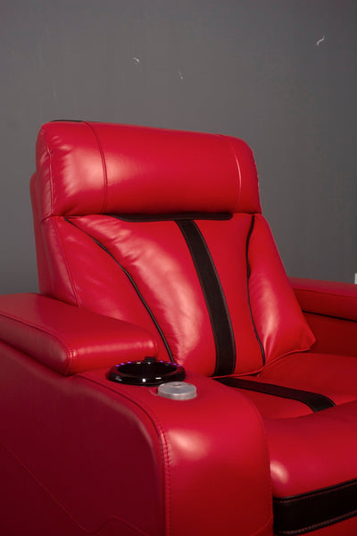 Red Luxury Single Recliner Chair Genuine Leather