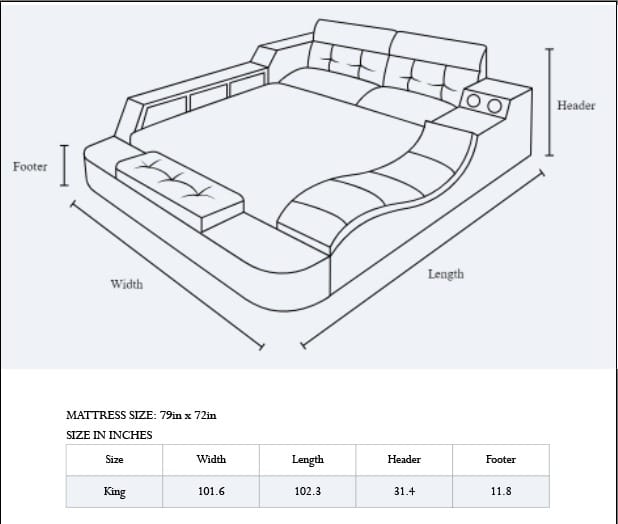 King Size Ultimate Smart Bed with Massager
