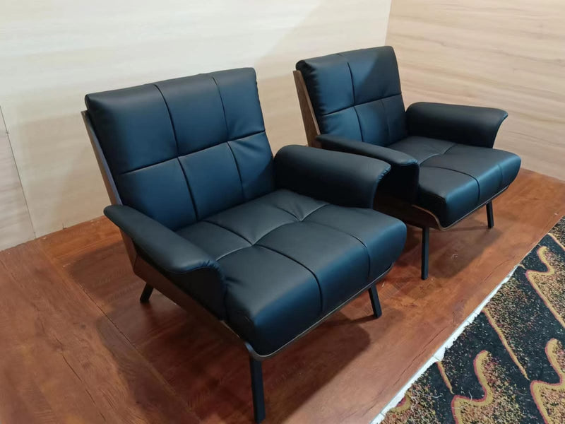 Black Genuine Leather Lounge Chair